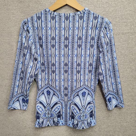 J. MCLAUGHLIN BLUE 3/4 SLEEVE TOP, SIZE XS - Picture 3 of 7